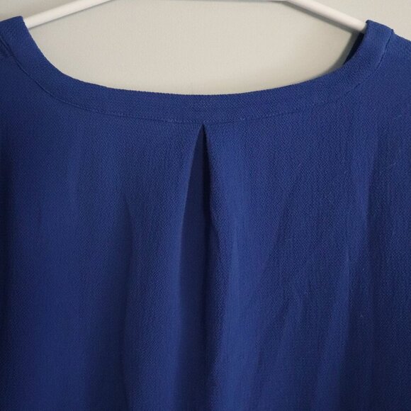 Monk & Lou Women's Blue Sz M V-Neck Tie Front Lightweight Long Sleeve Blouse Top - Picture 6 of 12